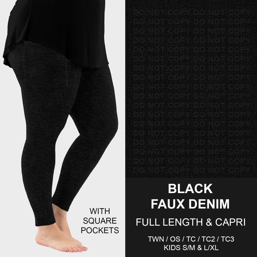 PREORDER Custom Faux Denim Leggings - Black - Closes 21 Oct - ETA early Jan 2026 Leggings