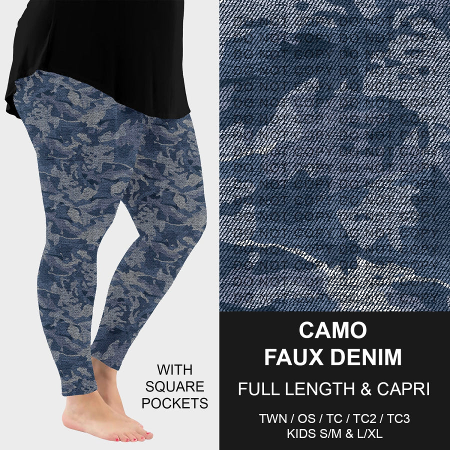 PREORDER Custom Faux Denim Leggings - Camo - Closes 21 Oct - ETA early Jan 2026 Leggings