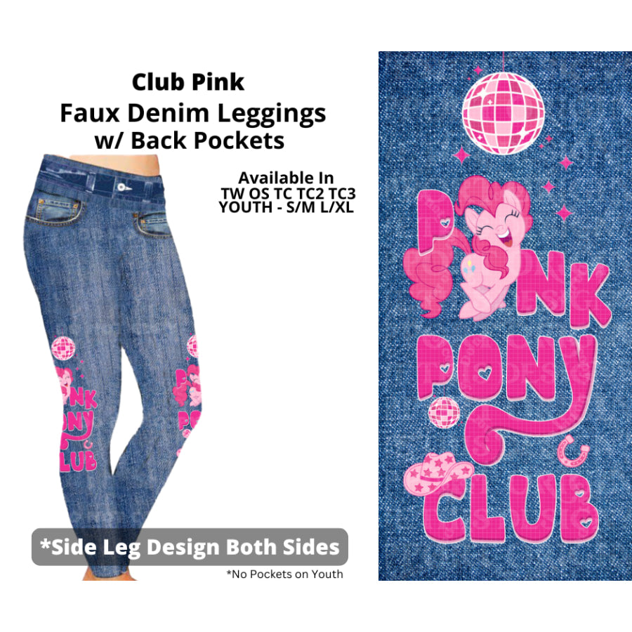 Preorder Custom Faux Denim Leggings - Club Pink - Closes 19 Mar - ETA early Jul 2025 Leggings