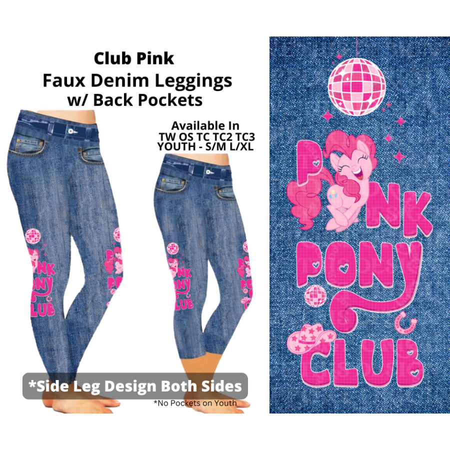 Preorder Custom Faux Denim Leggings - Club Pink - Closes 19 Mar - ETA early Jul 2025 Leggings