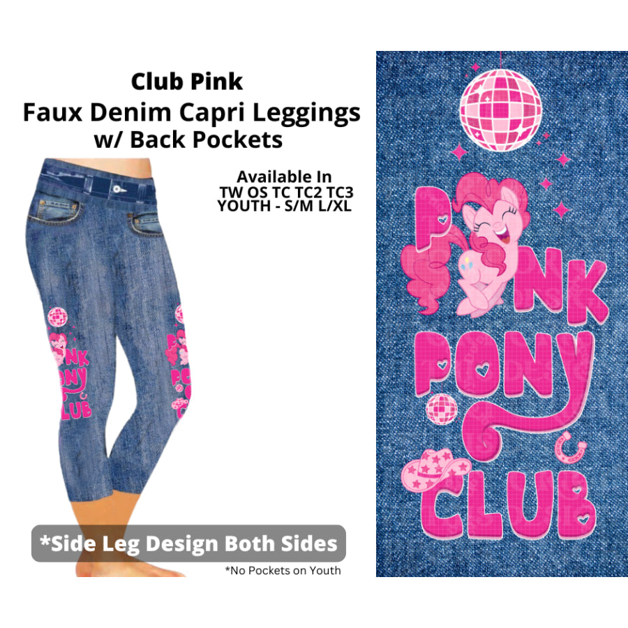 Preorder Custom Faux Denim Leggings - Club Pink - Closes 19 Mar - ETA early Jul 2025 Leggings