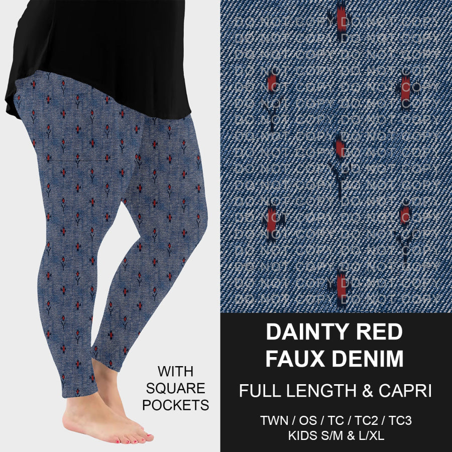 PREORDER Custom Faux Denim Leggings - Dainty Red - Closes 21 Oct - ETA early Jan 2026 Leggings