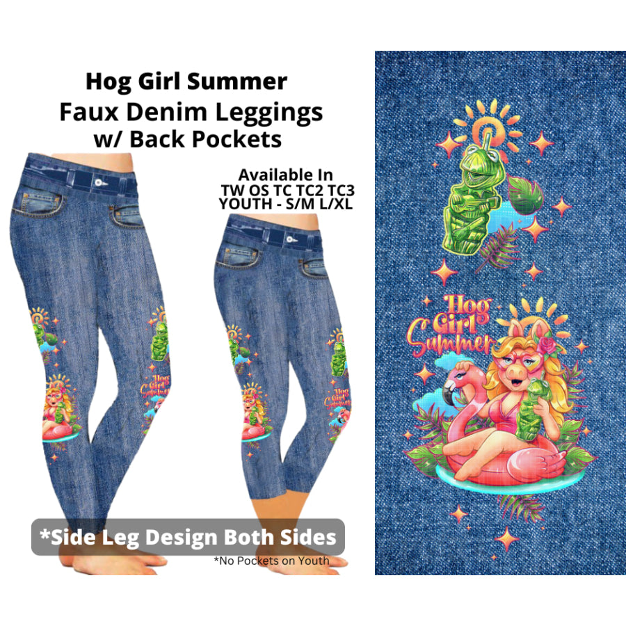 Preorder Custom Faux Denim Leggings - Hog Girl Summer - Closes 19 Mar - ETA early Jul 2025 Leggings