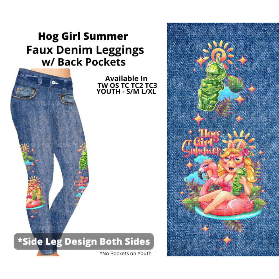 Preorder Custom Faux Denim Leggings - Hog Girl Summer - Closes 19 Mar - ETA early Jul 2025 Leggings