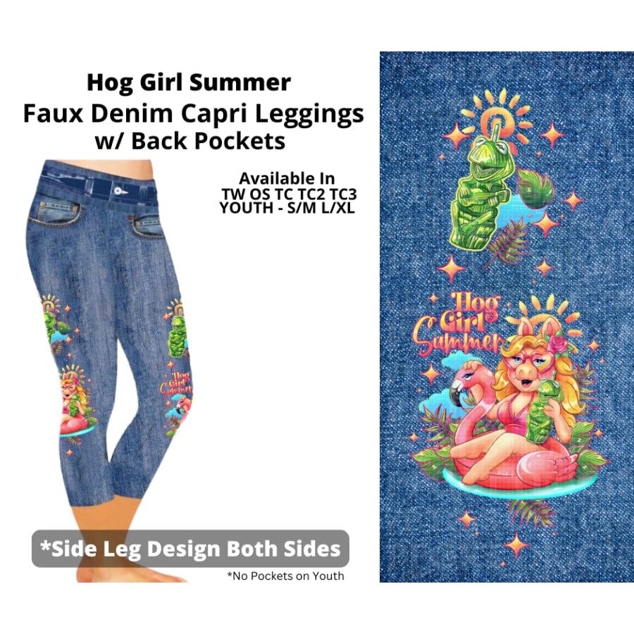 Preorder Custom Faux Denim Leggings - Hog Girl Summer - Closes 19 Mar - ETA early Jul 2025 Leggings