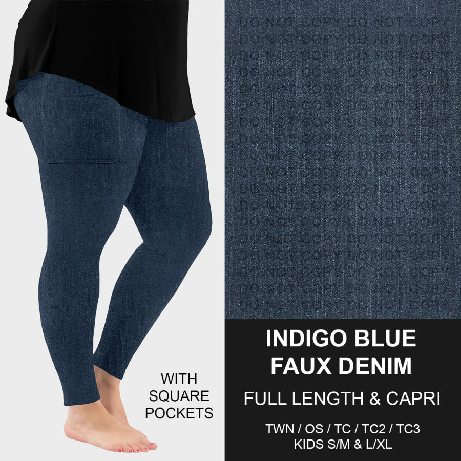 PREORDER Custom Faux Denim Leggings - Indigo Blossom - Closes 21 Oct - ETA early Jan 2026 Leggings
