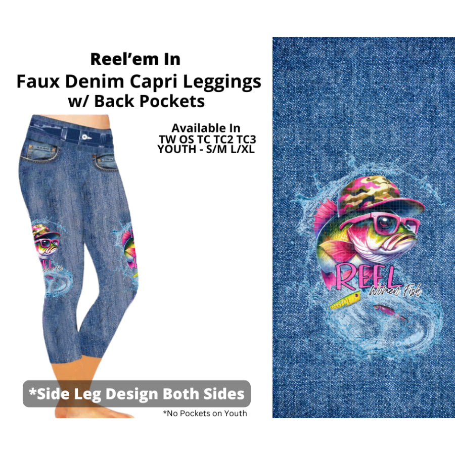 Preorder Custom Faux Denim Leggings - Reel ’Em In - Closes 19 Mar - ETA early Jul 2025 Leggings