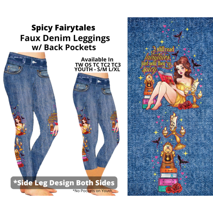 Preorder Custom Faux Denim Leggings - Spicy Fairytales - Closes 19 Mar - ETA early Jul 2025 Leggings