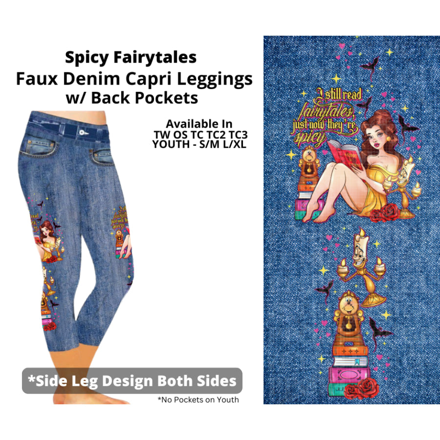 Preorder Custom Faux Denim Leggings - Spicy Fairytales - Closes 19 Mar - ETA early Jul 2025 Leggings