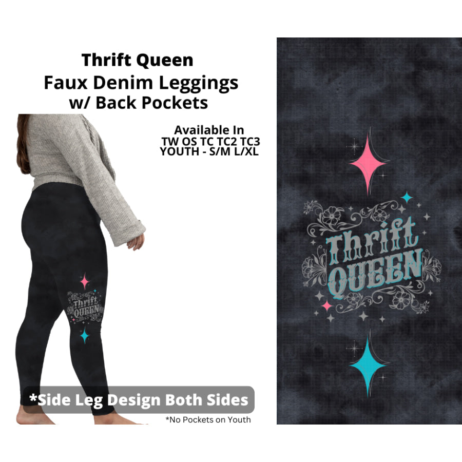 Preorder Custom Faux Denim Leggings - Thrift Queen - Closes 19 Mar - ETA early Jul 2025 Leggings