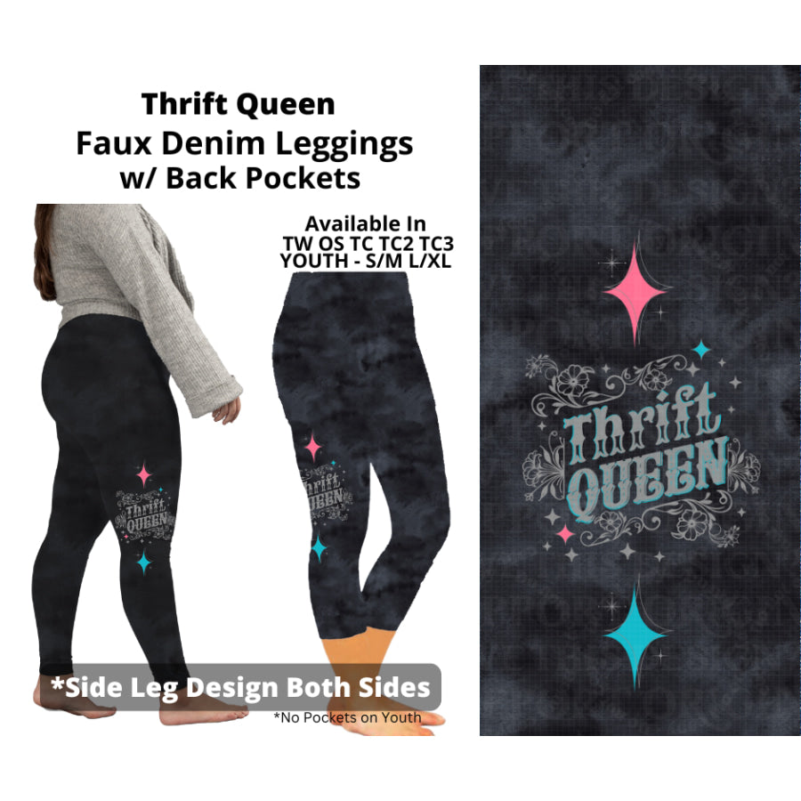 Preorder Custom Faux Denim Leggings - Thrift Queen - Closes 19 Mar - ETA early Jul 2025 Leggings