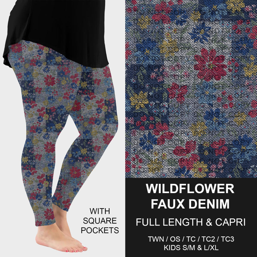 PREORDER Custom Faux Denim Leggings - Wildflower - Closes 21 Oct - ETA early Jan 2026 Leggings
