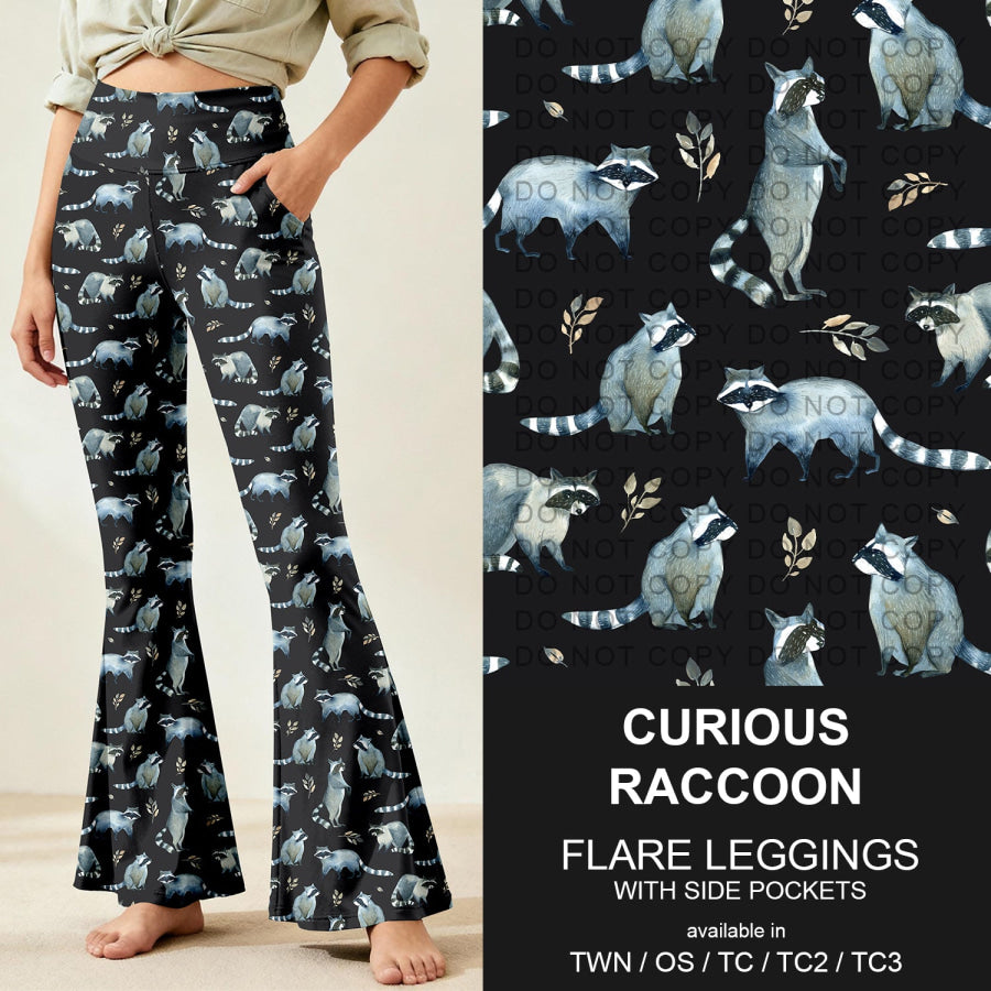 Preorder Custom Flare Leggings - Curious Raccoon - Closes 9 Nov - ETA early Feb 2026 Loungewear