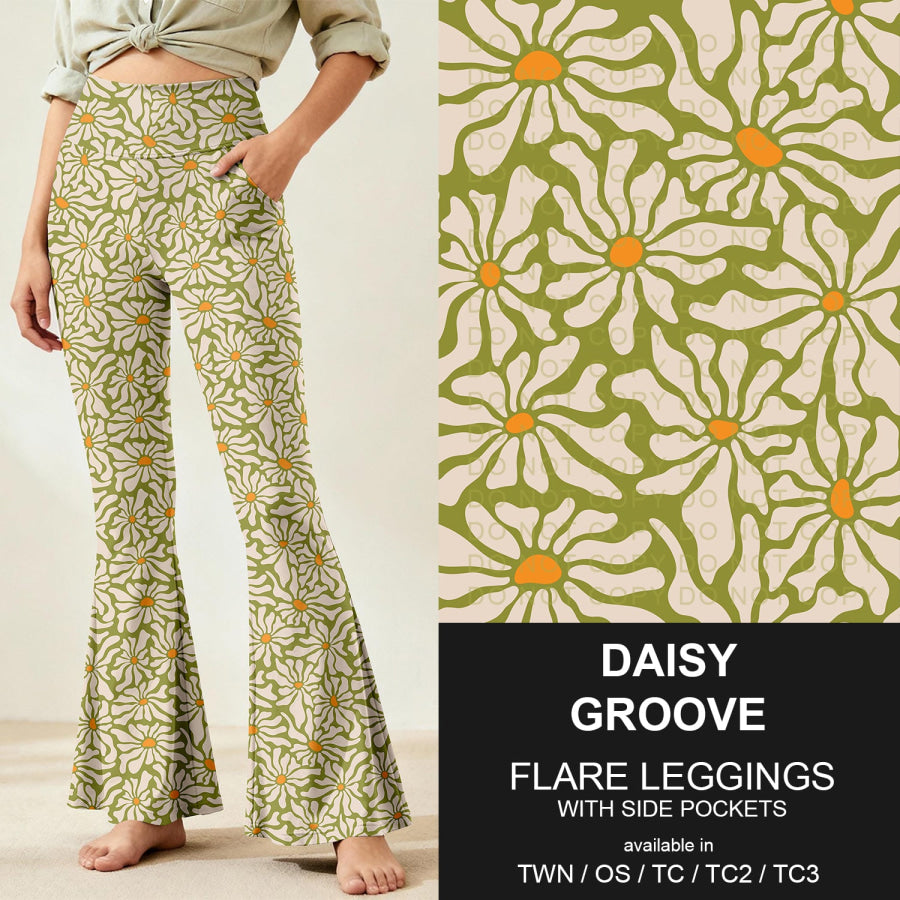 Preorder Custom Flare Leggings - Daisy Groove - Closes 9 Nov - ETA early Feb 2026 Loungewear