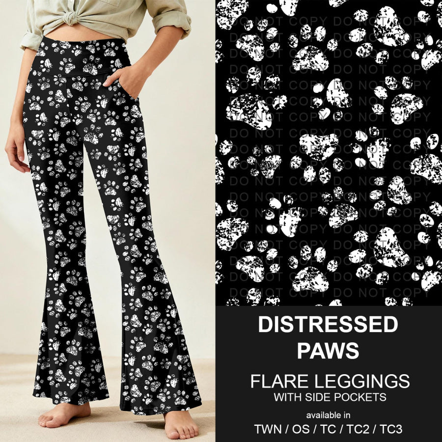 Preorder Custom Flare Leggings - Distressed Paws - Closes 9 Nov - ETA early Feb 2026 Loungewear