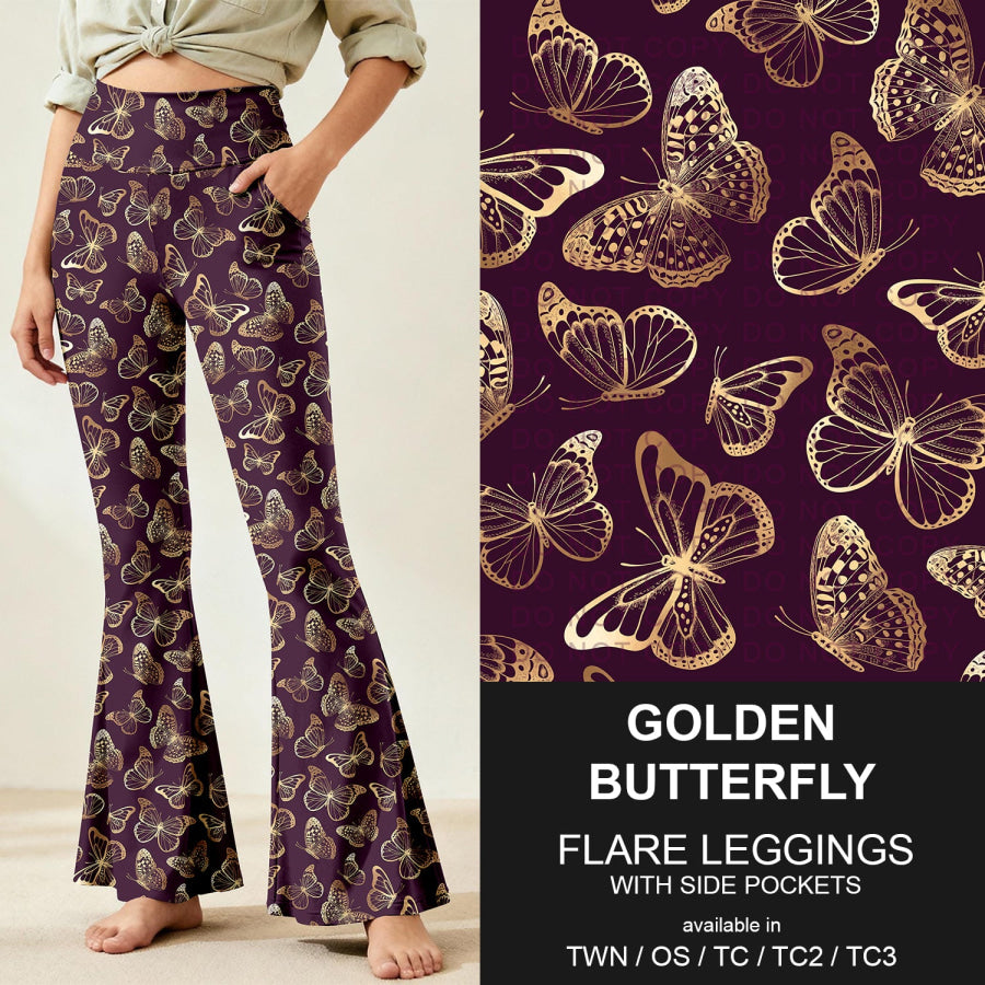 Preorder Custom Flare Leggings - Golden Butterfly - Closes 9 Nov - ETA early Feb 2026 Loungewear