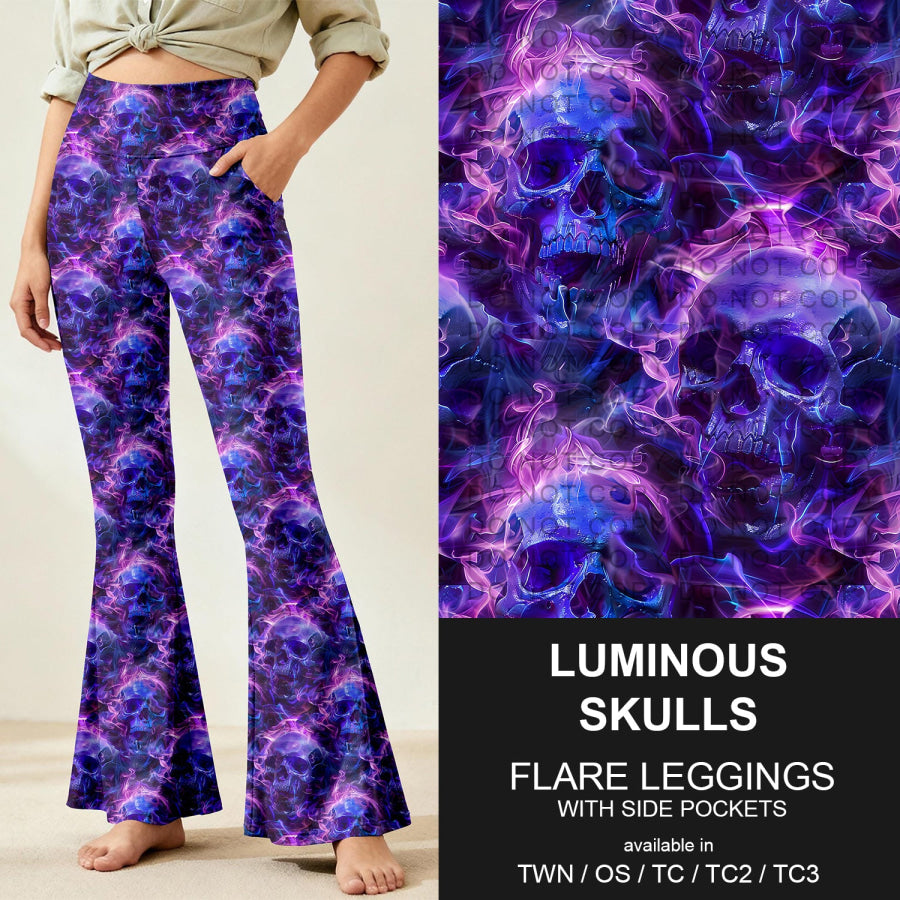 Preorder Custom Flare Leggings - Luminous Skulls- Closes 9 Nov - ETA early Feb 2026 Loungewear