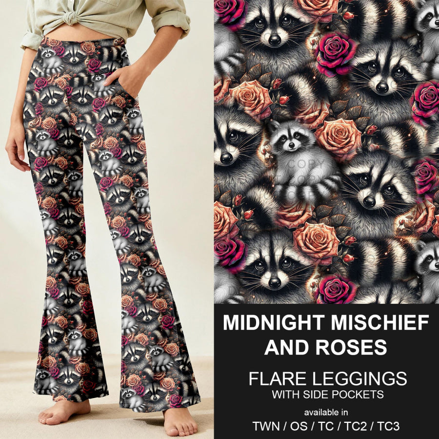 Preorder Custom Flare Leggings - Midnight Mischief and Roses - Closes 9 Nov - ETA early Feb 2026 Loungewear