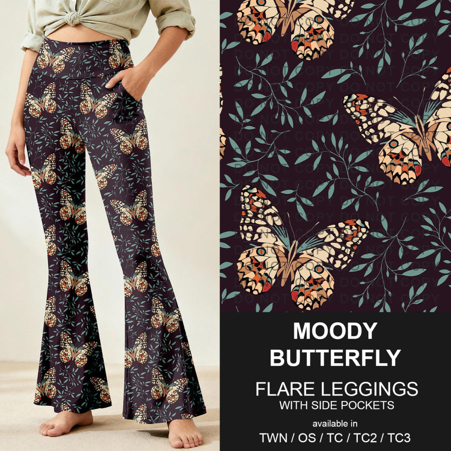 Preorder Custom Flare Leggings - Moody Butterfly - Closes 9 Nov - ETA early Feb 2026 Loungewear