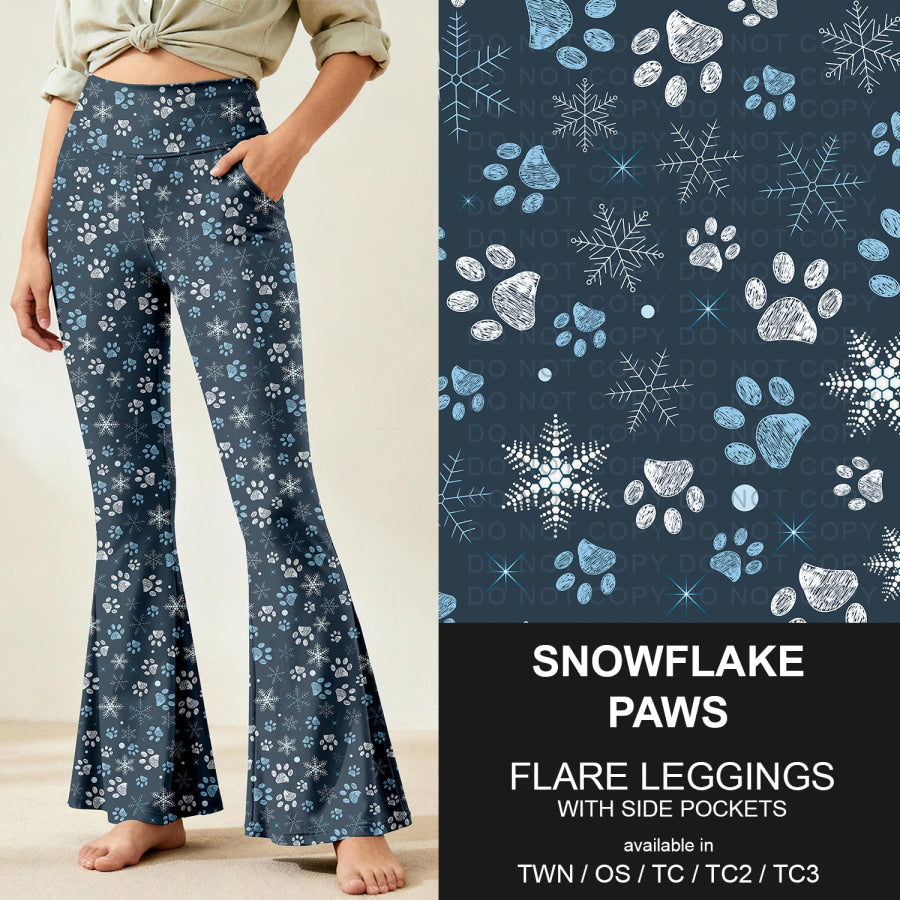 Preorder Custom Flare Leggings - Snowflake Paws - Closes 9 Nov - ETA early Feb 2026 Loungewear