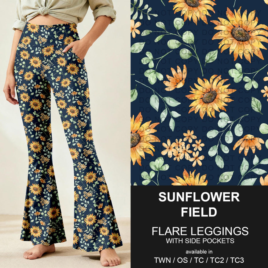 Preorder Custom Flare Leggings - Sunflower Field - Closes 9 Nov - ETA early Feb 2026 Loungewear