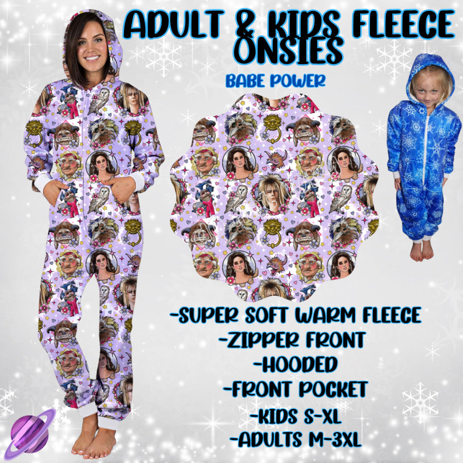 Preorder Custom Fleece Onesie - Babe Power - Closes 23 Sep - ETA late Dec 2024 Onesie