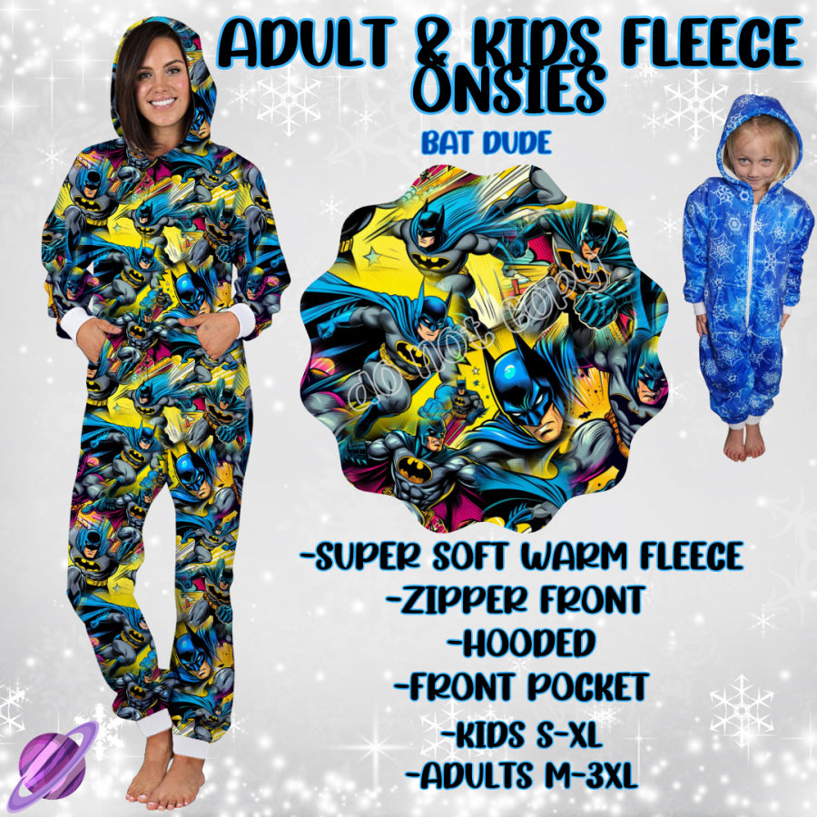 Preorder Custom Fleece Onesie - Bat Dude - Closes 23 Sep - ETA late Dec 2024 Onesie