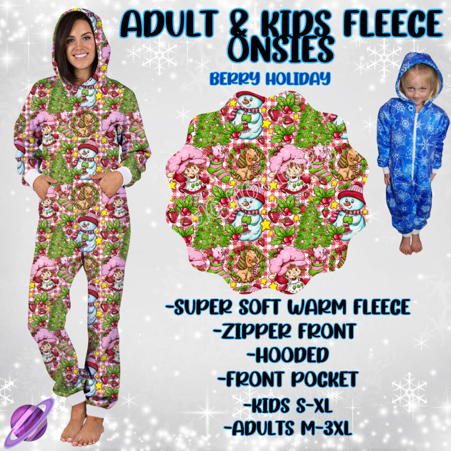 Preorder Custom Fleece Onesie - Berry Holiday - Closes 23 Sep - ETA late Dec 2024 Onesie