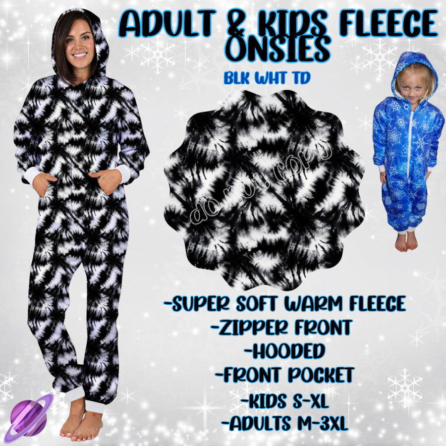 Preorder Custom Fleece Onesie - Blk Wht TD - Closes 23 Sep - ETA late Dec 2024 Onesie