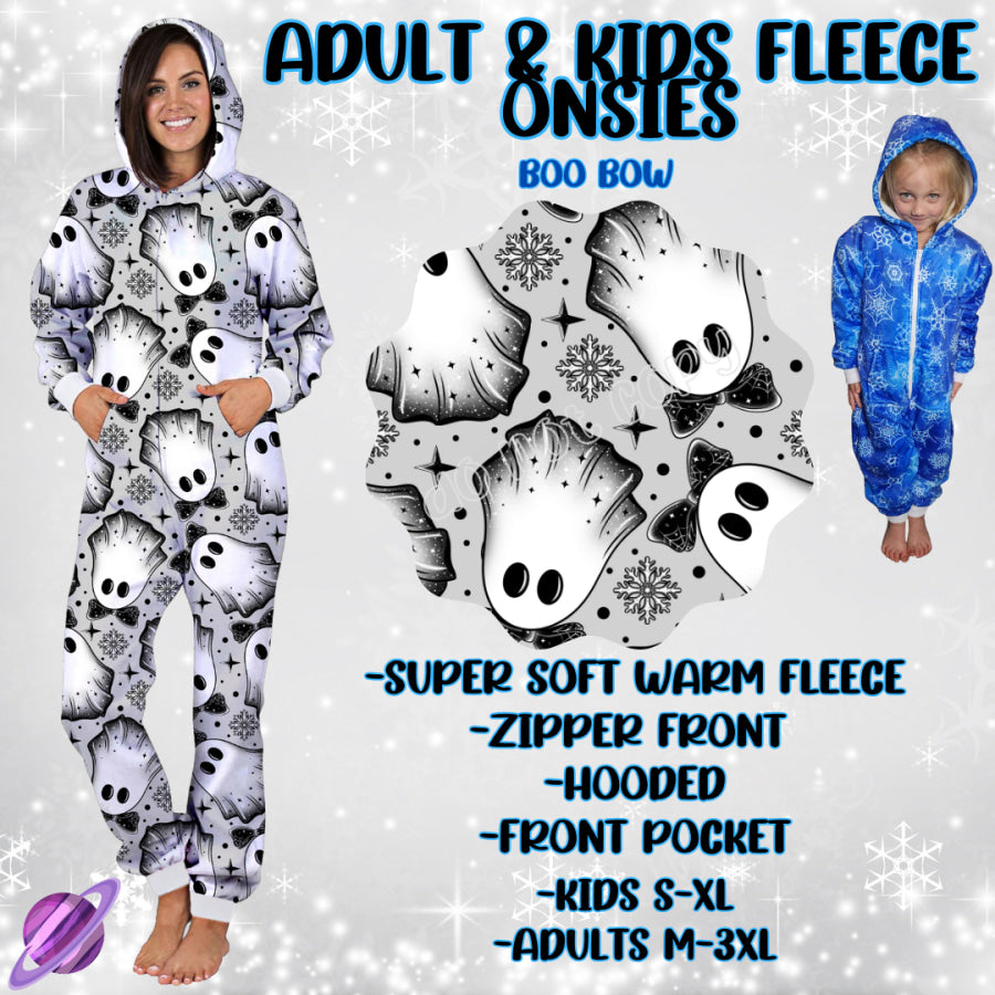 Preorder Custom Fleece Onesie - Boo Bow - Closes 23 Sep - ETA late Dec 2024 Onesie