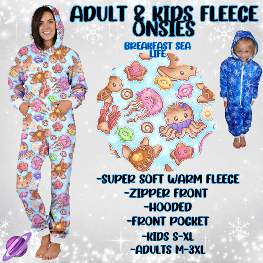 Preorder Custom Fleece Onesie - Breakfast Sea Life - Closes 23 Sep - ETA late Dec 2024 Onesie