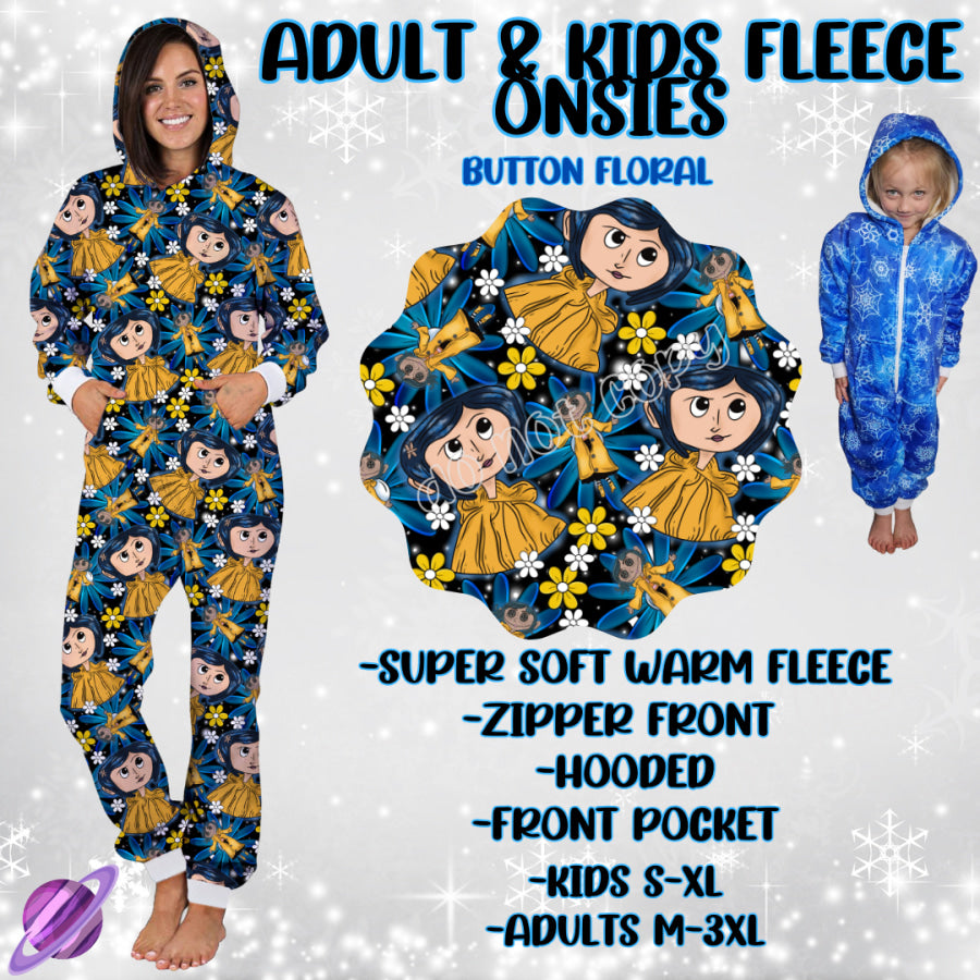 Preorder Custom Fleece Onesie - Button Floral - Closes 23 Sep - ETA late Dec 2024 Onesie