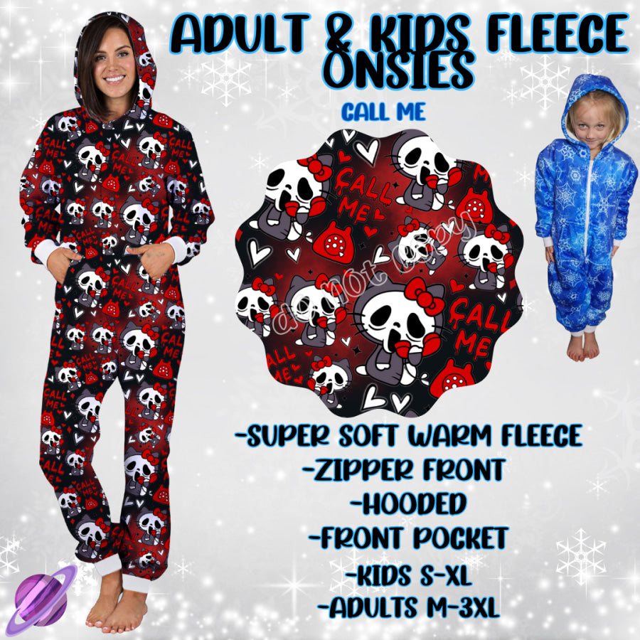 Preorder Custom Fleece Onesie - Call Me - Closes 23 Sep - ETA late Dec 2024 Onesie