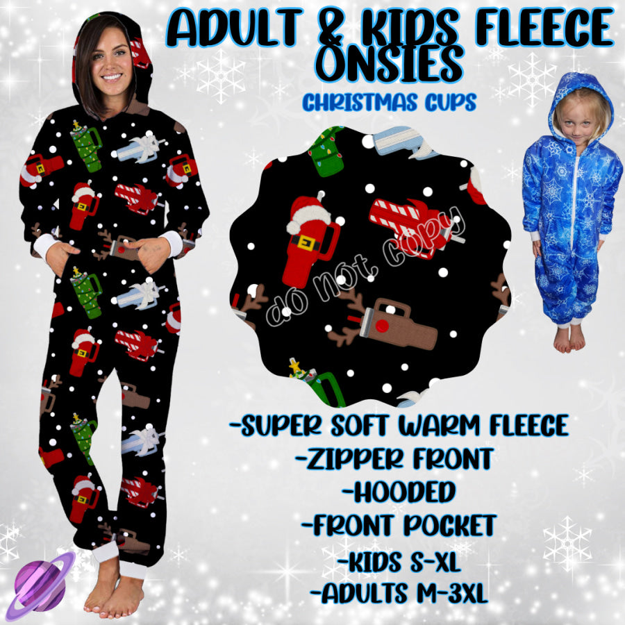 Preorder Custom Fleece Onesie - Christmas Cups - Closes 23 Sep - ETA late Dec 2024 Onesie