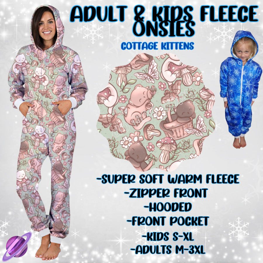 Preorder Custom Fleece Onesie - Cottage Kittens - Closes 23 Sep - ETA late Dec 2024 Onesie