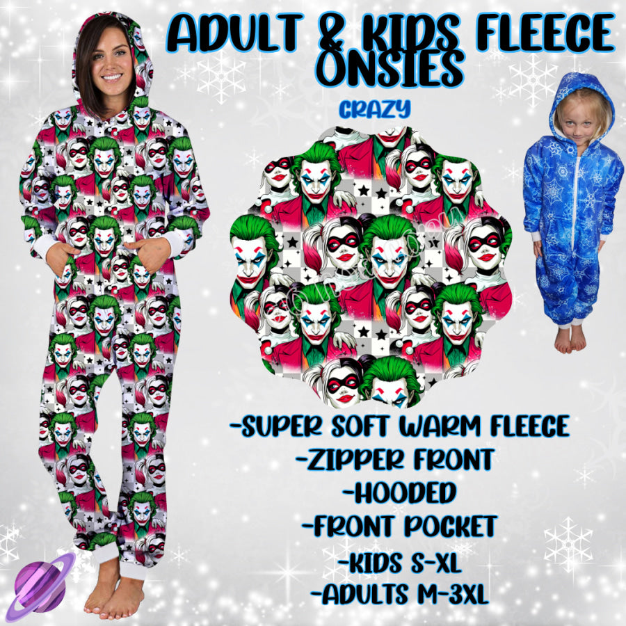 Preorder Custom Fleece Onesie - Crazy - Closes 23 Sep - ETA late Dec 2024 Onesie