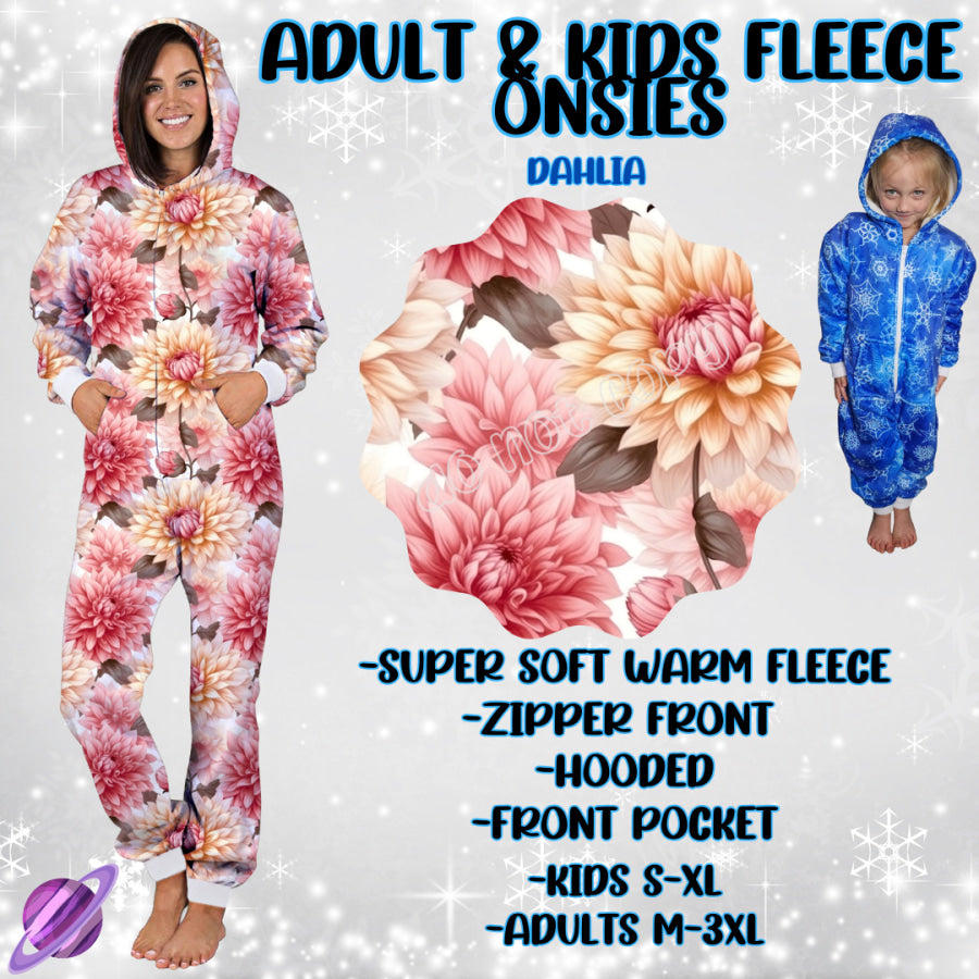 Preorder Custom Fleece Onesie - Dahlia - Closes 23 Sep - ETA late Dec 2024 Onesie