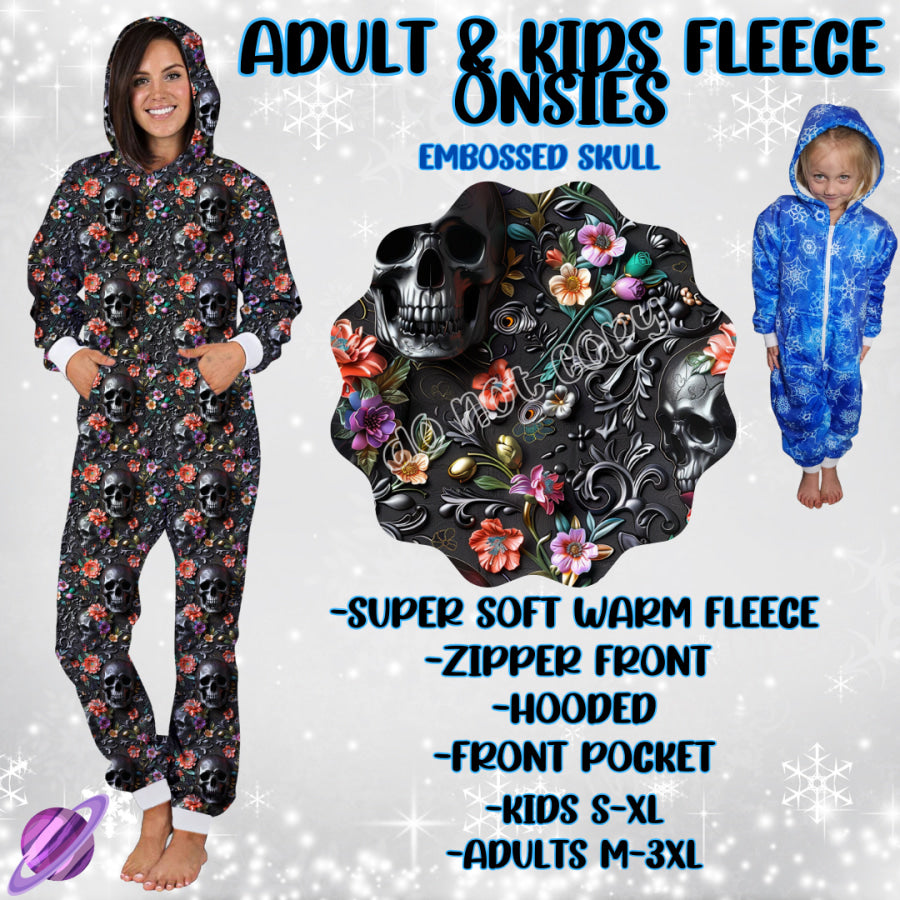 Preorder Custom Fleece Onesie - Embossed Skull - Closes 23 Sep - ETA late Dec 2024 Onesie