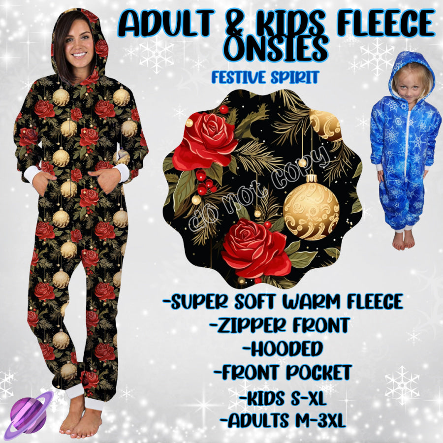 Preorder Custom Fleece Onesie - Festive Spirit - Closes 23 Sep - ETA late Dec 2024 Onesie