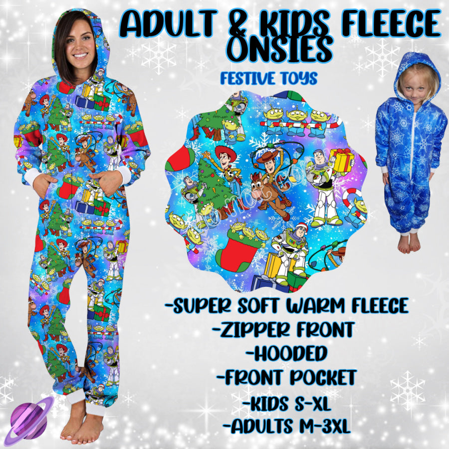 Preorder Custom Fleece Onesie - Festive Toys - Closes 23 Sep - ETA late Dec 2024 Onesie