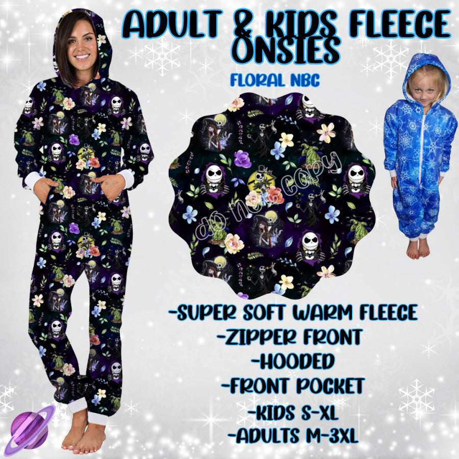 Preorder Custom Fleece Onesie - Floral NBC - Closes 23 Sep - ETA late Dec 2024 Onesie