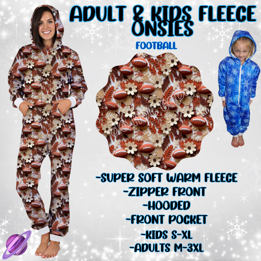 Preorder Custom Fleece Onesie - Football - Closes 23 Sep - ETA late Dec 2024 Onesie