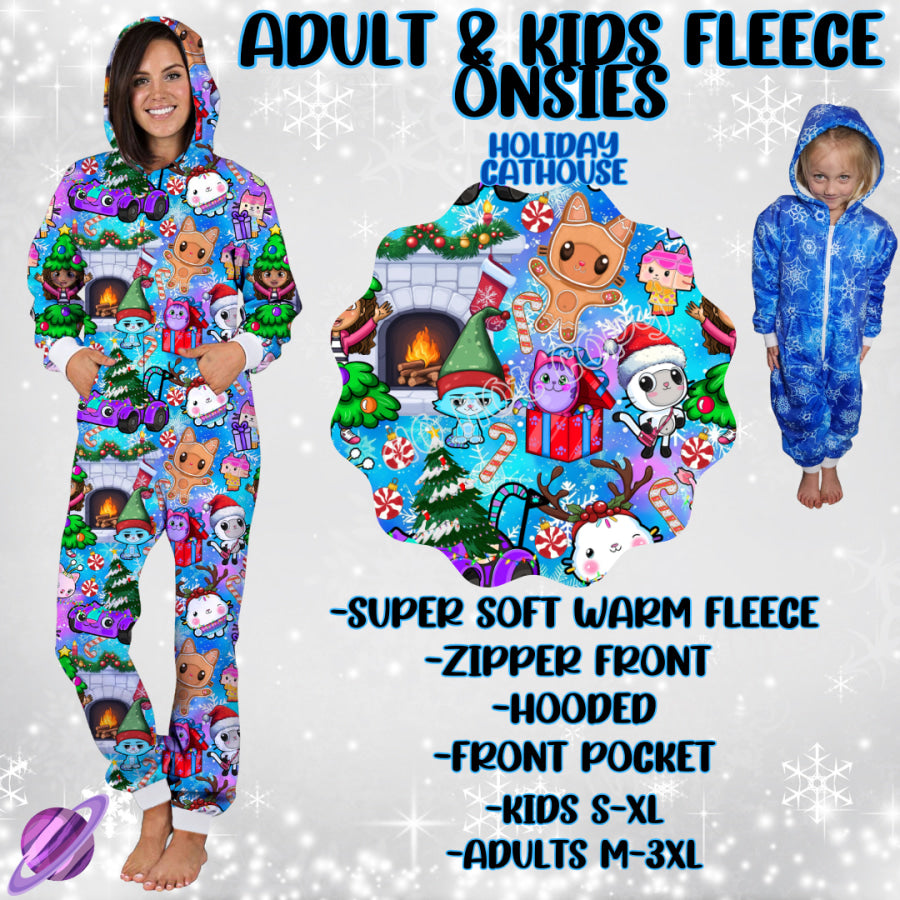 Preorder Custom Fleece Onesie - Holiday Cathouse - Closes 23 Sep - ETA late Dec 2024 Onesie