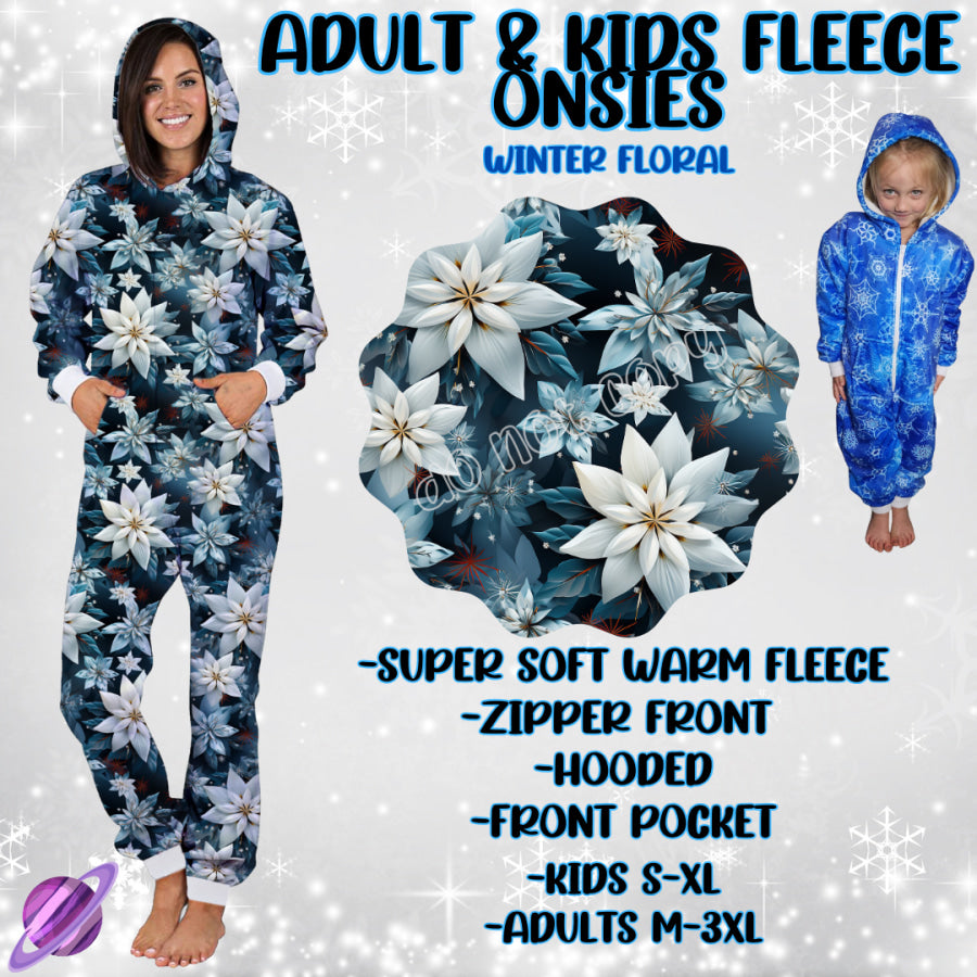 Preorder Custom Fleece Onesie - Winter Floral - Closes 23 Sep - ETA late Dec 2024 Onesie