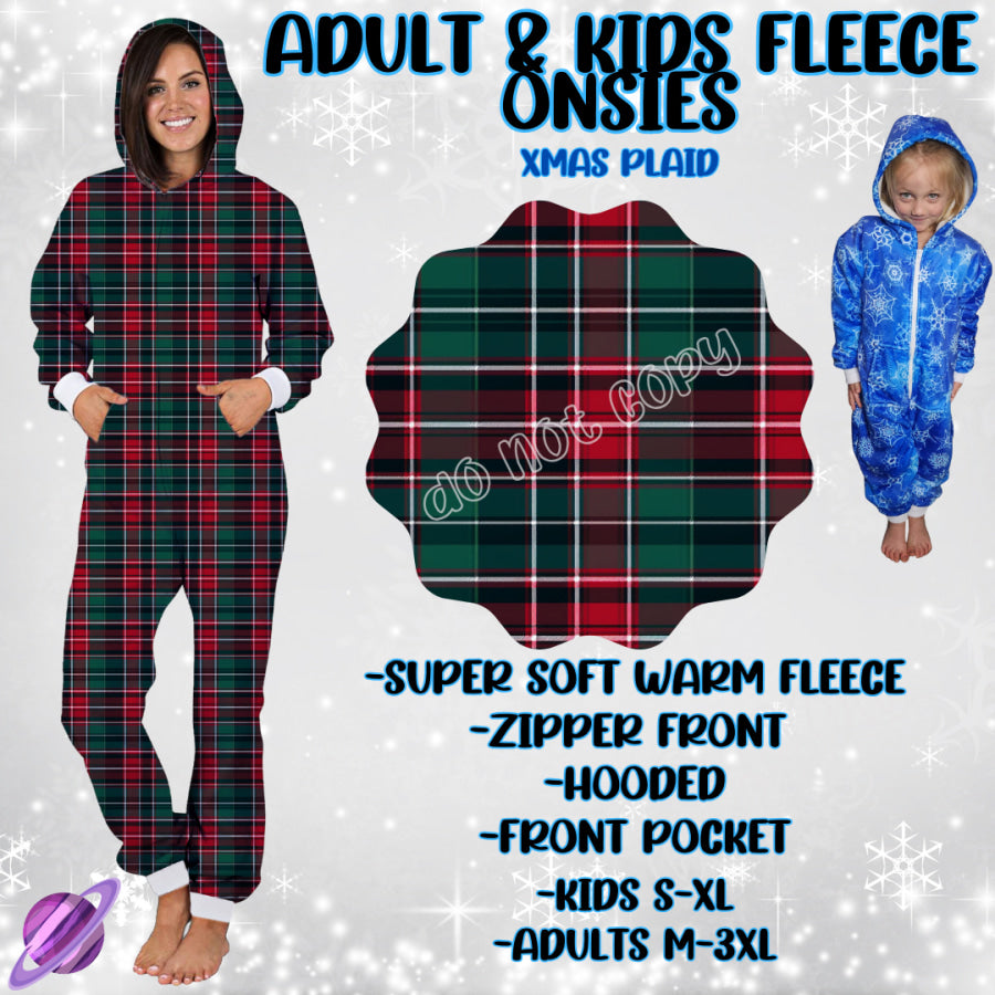 Preorder Custom Fleece Onesie - Xmas Plaid - Closes 23 Sep - ETA late Dec 2024 Onesie