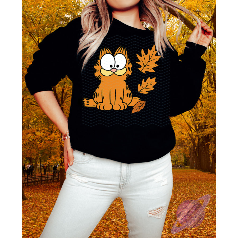 PREORDER Custom Graphic Tops - Fall Orange Cat - ETA 3-4 Weeks T Shirts