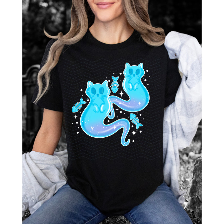 PREORDER Custom Graphic Tops - Ghost Kitty - Closes 2 Jul - ETA mid Oct 2025 T Shirts
