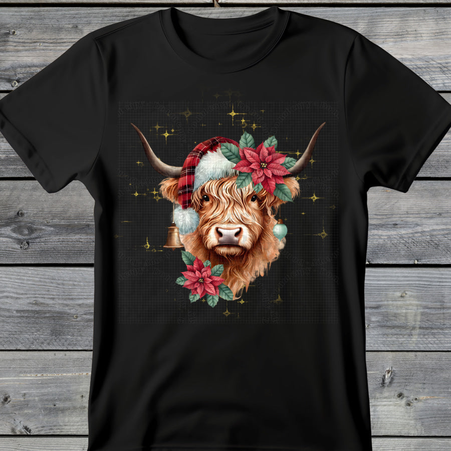 PREORDER Custom Graphic Tops Holiday Highland Cow 4 week ETA T Shirts