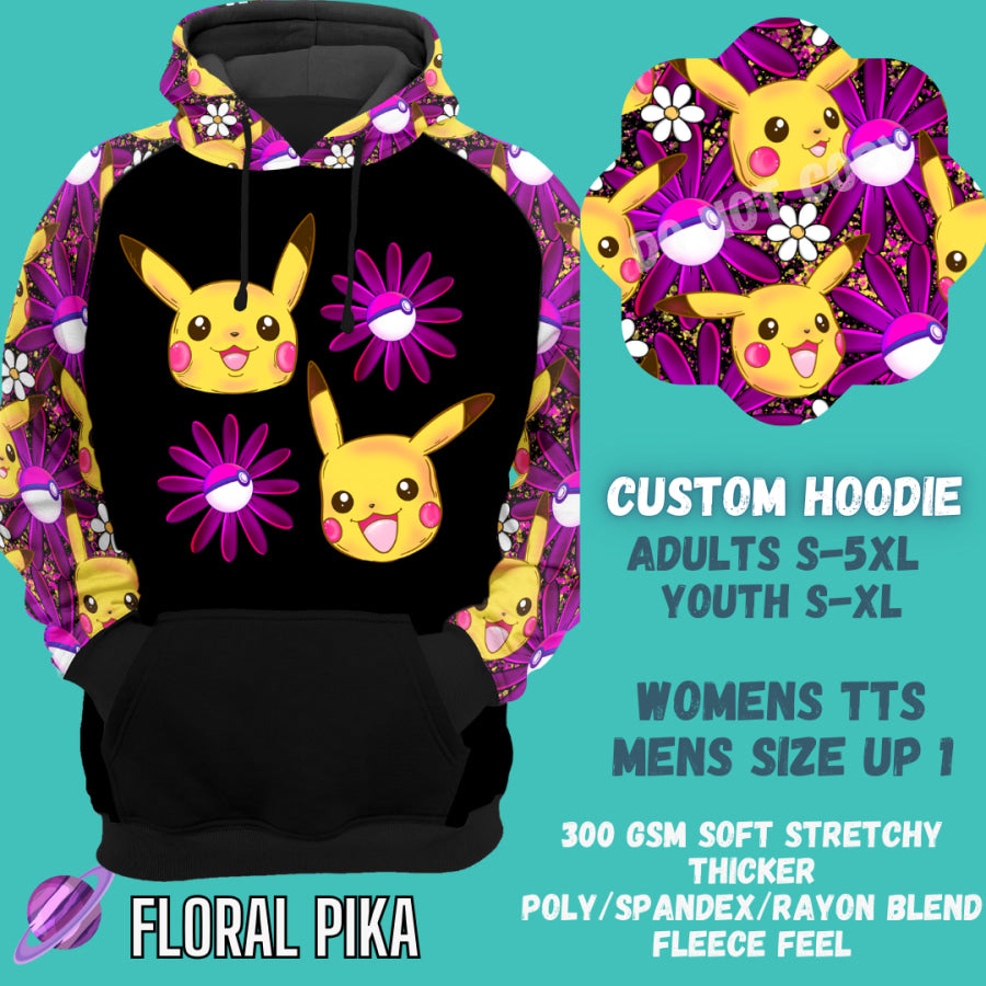 Preorder Custom Hoodie - Floral Pika - Closes 29 Sep - ETA late Dec 2024 Hoodies