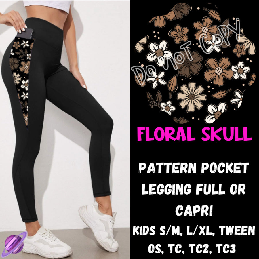 PREORDER Custom Hoodie Outfits - Floral Skull - Closes 28 Jan - ETA early May 2025 Leggings